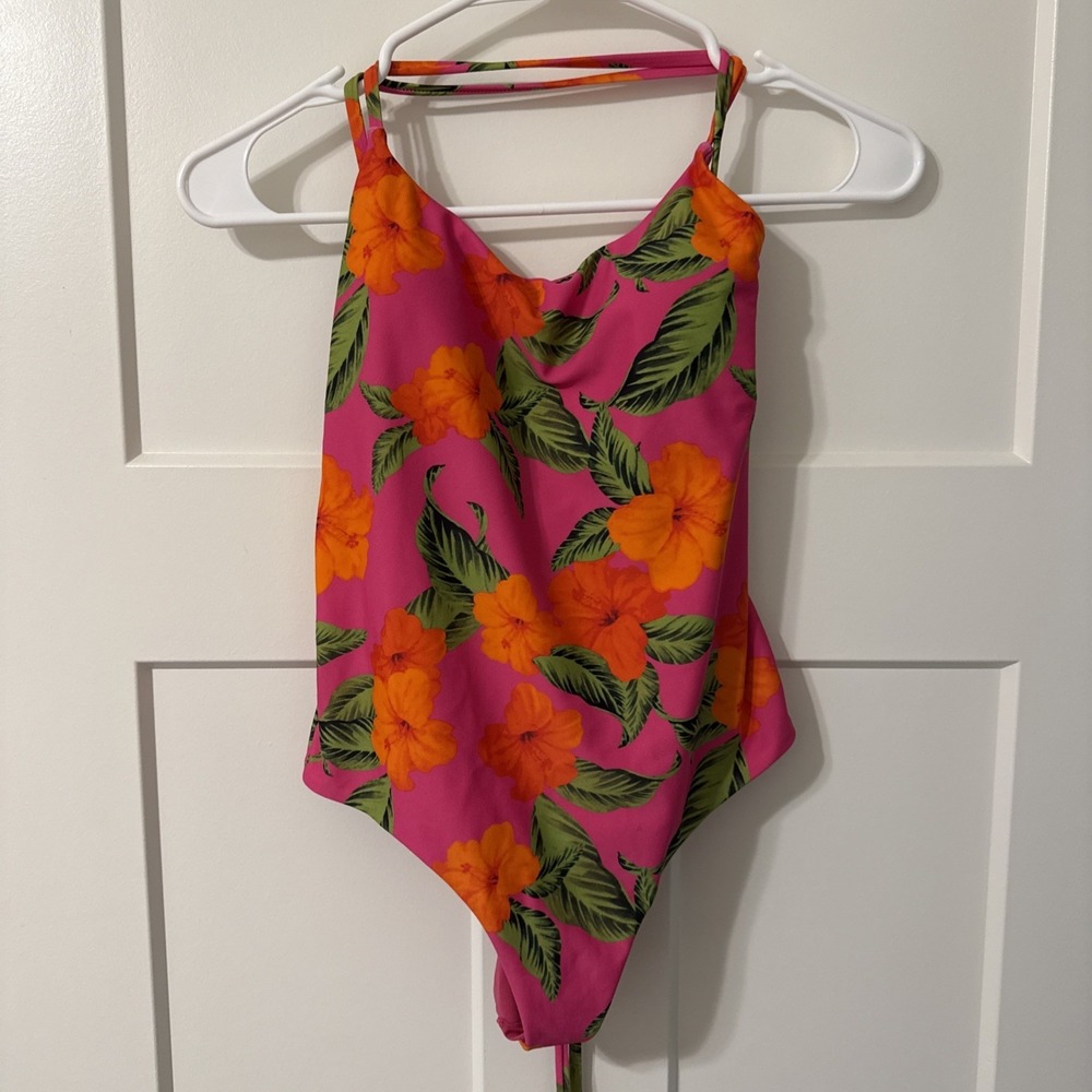 NWT Beach Riot Stevie Pink Orange Floral One Piece Swimsuit sz XS